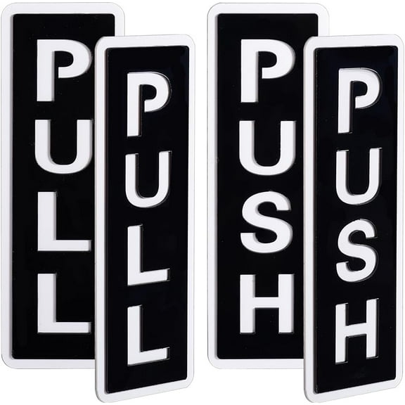 4Pcs Push Pull Door Signs 5.9x1.97 Inch Rectangle Push Pull Sticker Sign Self Adhesive Black Acrylic Gate Sticker Wall Marker for Stores Cafes Office Shops Home Restaurant DIY