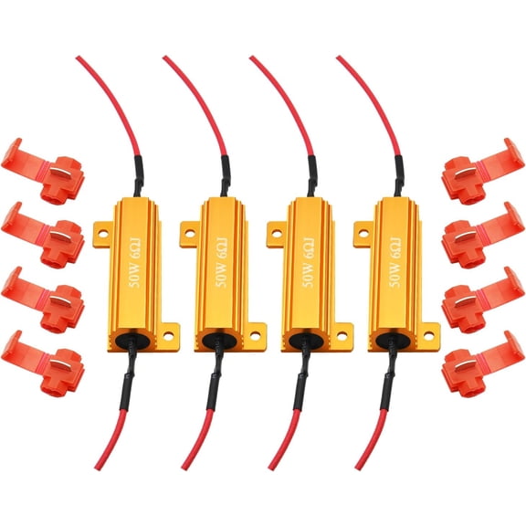 4Pcs Quality 50W 6ohm Load Resistors - Fix LED Bulb Hyper Flash/Error Code, Turn Signal Fast Blinker (Resistors get very hot during working)