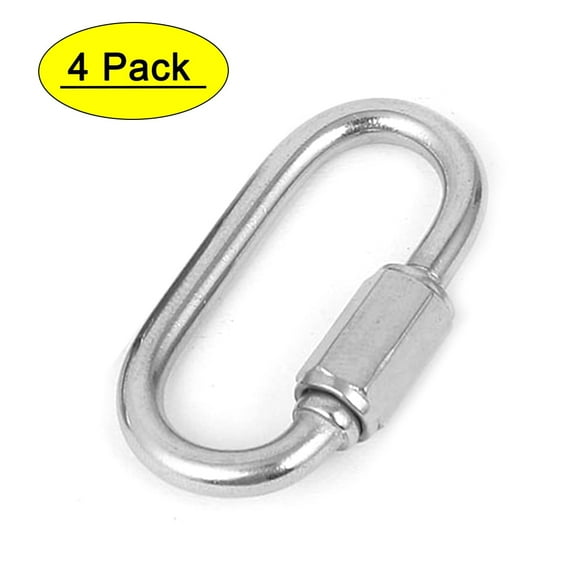 4Pcs Quick Links, 304 Stainless Steel Locking Carabiner, 1.3inch Thickness Carabiner Clips Quick Chain Links for Camping, Hiking, Swing, Hammocks, Outdoor and Gym
