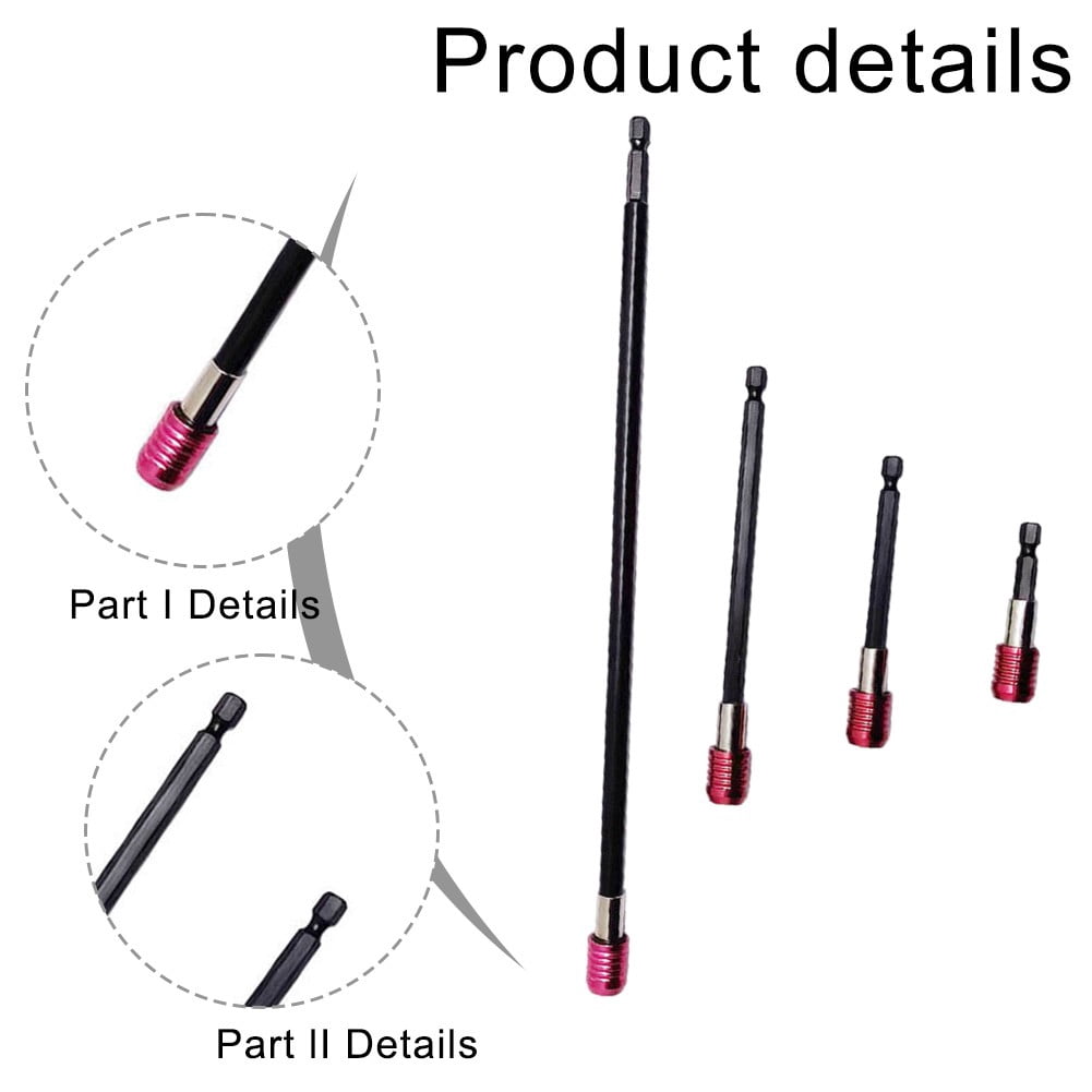 4Pcs Quick Release Locking Socket Extension Bar Rod Set Kits 1/4 Inch ...