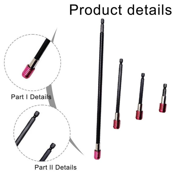 4Pcs Quick Release Locking Socket Extension Bar Rod Set Kits 1/4 Inch Hex Shank Holder Drill Bits Power Tools Fangkenuo