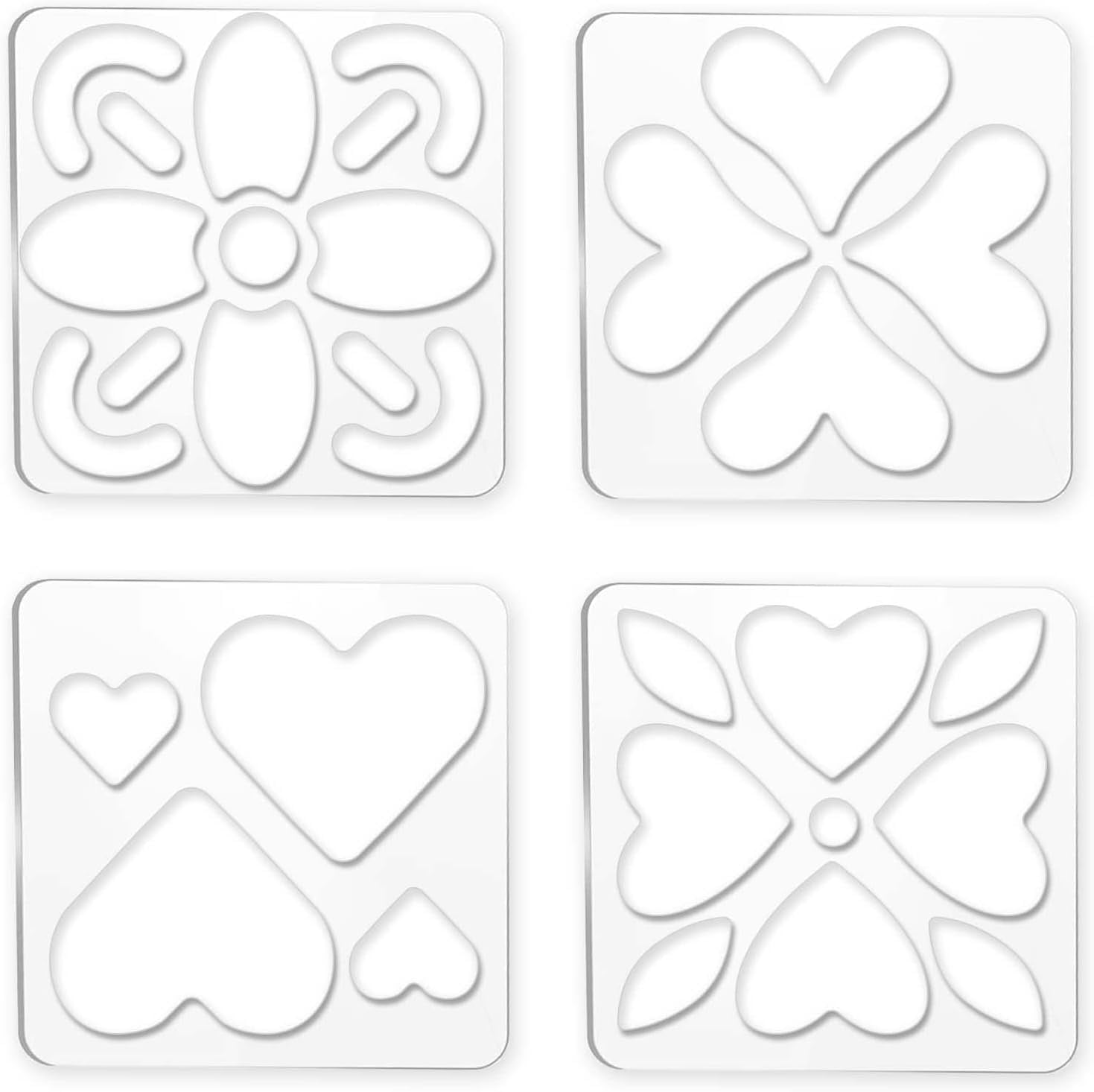 4Pcs Quilting Template Heart Frame Bohemian Acrylic Quilting Ruler ...