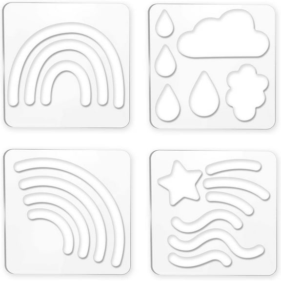4Pcs Quilting Template Rainbow Clouds Stars Acrylic Quilting Ruler Template Transparent Quilting Frames Stencil Sewing Ruler Set for DIY Patchwork Sewing Machine
