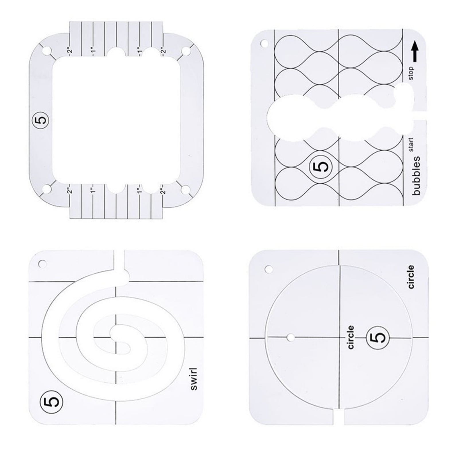 4Pcs Quilting Templates Clear Acrylic Quilting Ruler Freemotion