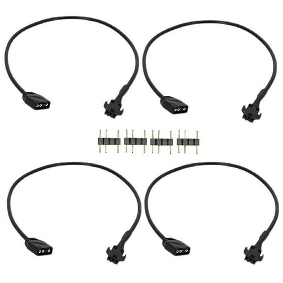 4Pcs RGB Extension Cable 5V 3-Pin to SM 3Pin Female ARGB Connector Addressable Adapter for Fan,PC LED Strip