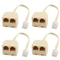 thumbnail image 1 of 4Pcs RJ11 6P4C Male to 2 Ports Female Telephone Line Splitter Adapter Converter, 1 of 3