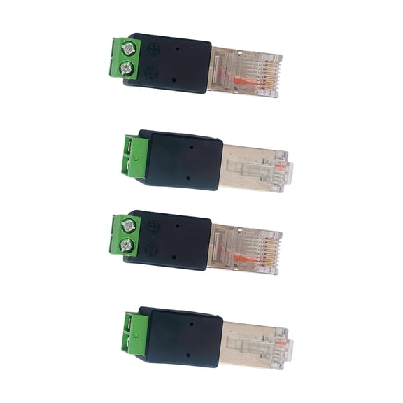 4Pcs RJ45 Male to 485 Terminals Networks Adapters Clear Head Rj45 Male to 485 2Pin Terminals Adapters Networks Connector