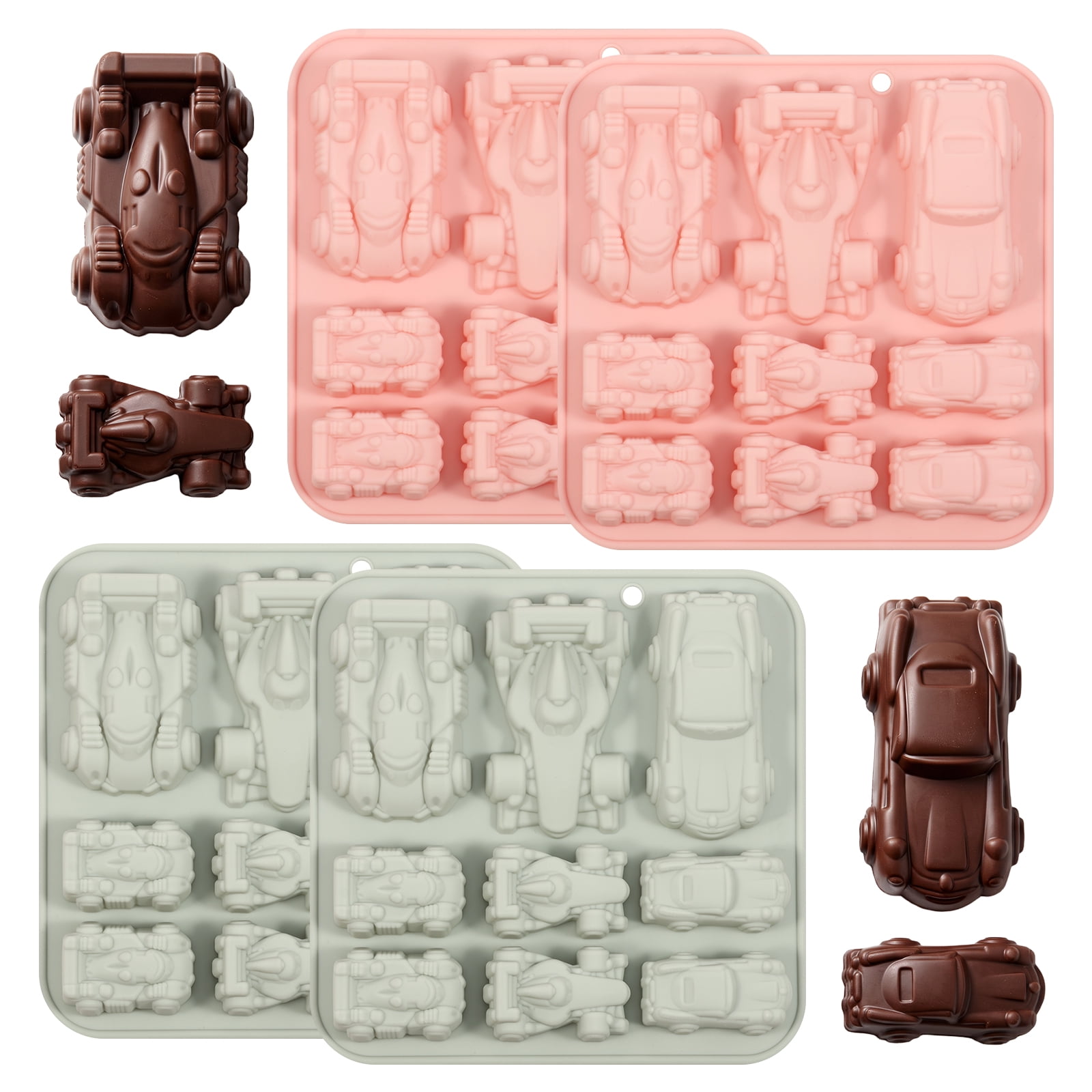 4Pcs Race Car Silicone Baking Molds, Easy Release Silicone Cake Mold, 9 ...