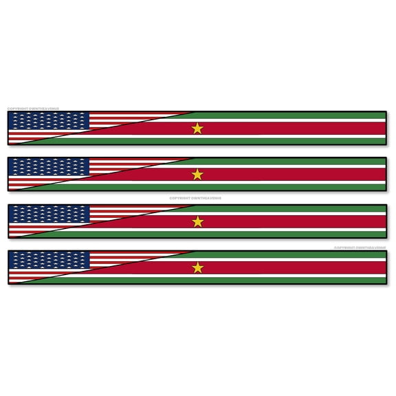 4Pcs Racing Stripes Suriname USA American Flag Sticker Decals 6" Inches Each