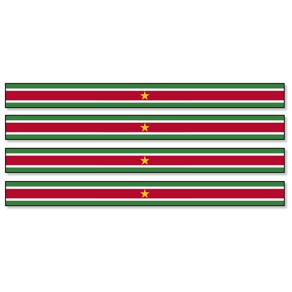 4Pcs Racing Stripes Suriname World Country Flag Sticker Decals 6" Inches Each
