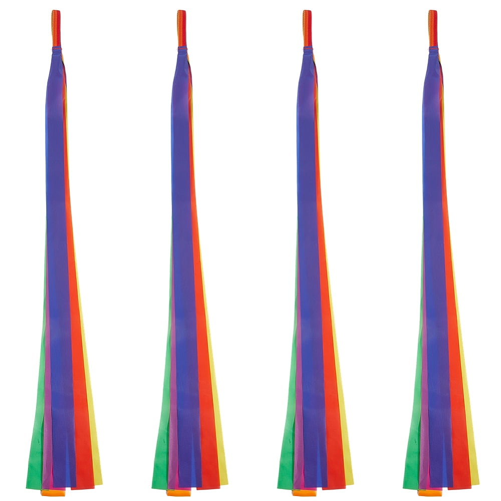 Handheld Ribbons 4Pcs Rainbow Dance Ribbons Hand Held Rhythm Streamers Chromatic ...