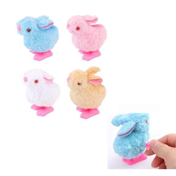 4Pcs Random Color Bunny Jumping Chick Wind Up Toys Novelty Chicken Hopping Windup Toy for Kids Easter Egg Hunt Basket Stocking Stuffers Party Favors Goody Bag Fillers Birthdays Gifts