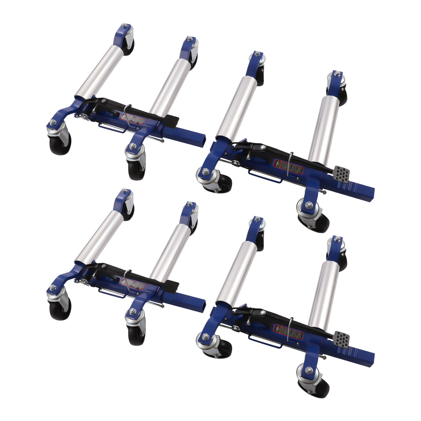 4Pcs Ratcheting Wheel Dolly Retractable Jack Lift Hoists Moving Vehicle