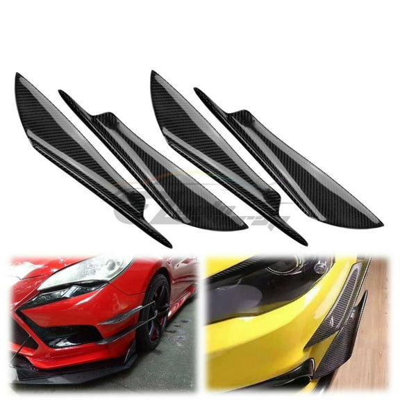 4Pcs Real 3k Carbon Fiber Front Bumper Lip Body Kit Diffuser Canard Splitter S06
