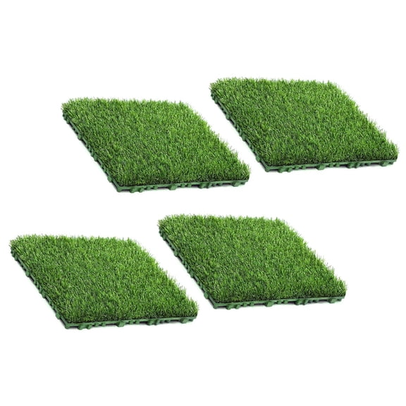 4Pcs Realistic Grass Turf Tile Interlocking Grass Deck Tiles for Garden Lawn Balcony Flooring Decoration Pad