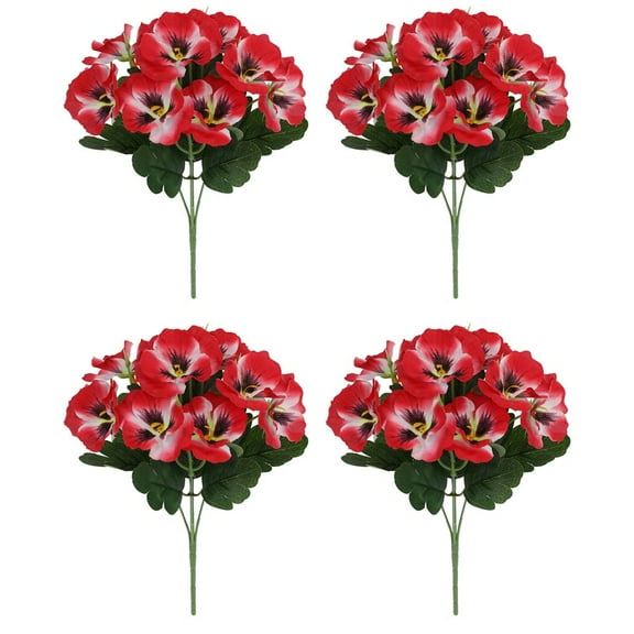 4Pcs Realistic Multicolor Pansy Artificial Flowers for Home, Party & Wedding