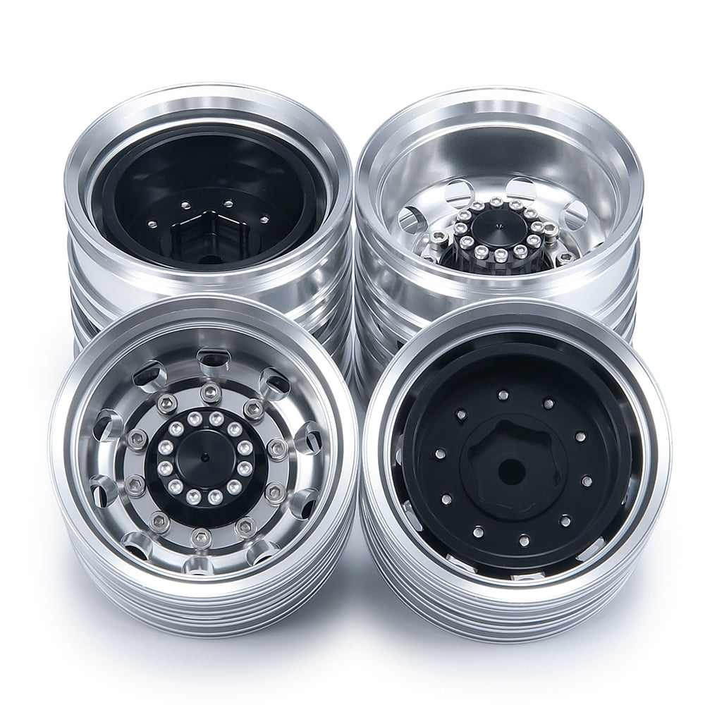 4Pcs Rear Wheel Aluminum Alloy Beadlock Wheel Rim for 1/14 RC Tractor ...