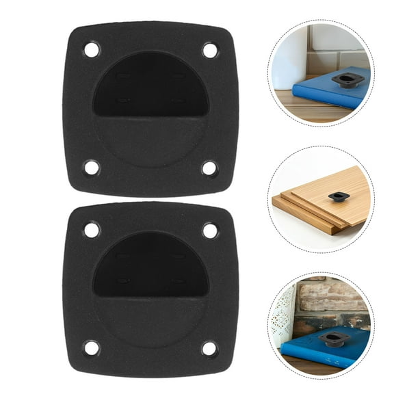 4Pcs Recessed Floor Hatch Pull Handle Black Plastic Durable Flush Marine Boat Latch