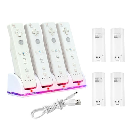 4Pcs Rechargeable Batteries Pack With Charger Dock For Nintendo Wii Remote Controller