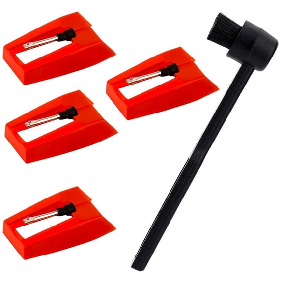 4Pcs Record Player Needles Turntable Stylus Replacement Stylus with Cleaner Brush for Vinyl Record Player Phonograph