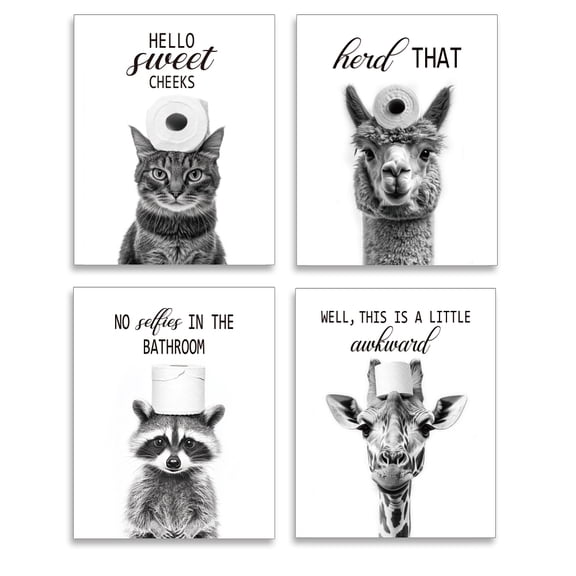 4Pcs Rectangle with Paper Wall Decorations Animals 280x350mm DIY