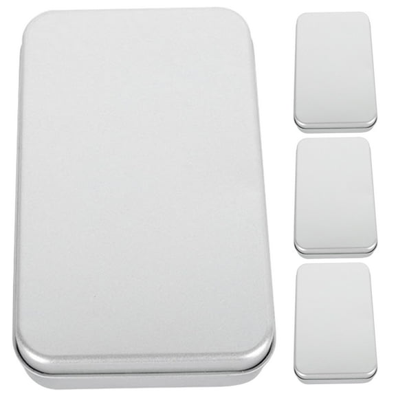 MERRYHAPY 4-Pack Compact Rectangular Tin Storage Containers for Small Items, and Portable