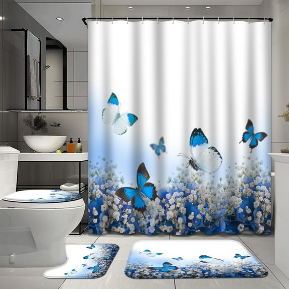 4Pcs Red Blue Pink Shower Curtain Set with Rugs for Bathroom Decor,Fantasy Tree Bathroom Shower Curtain Sets,Abstract Art Bathroom Sets with Shower Curtain and Rugs