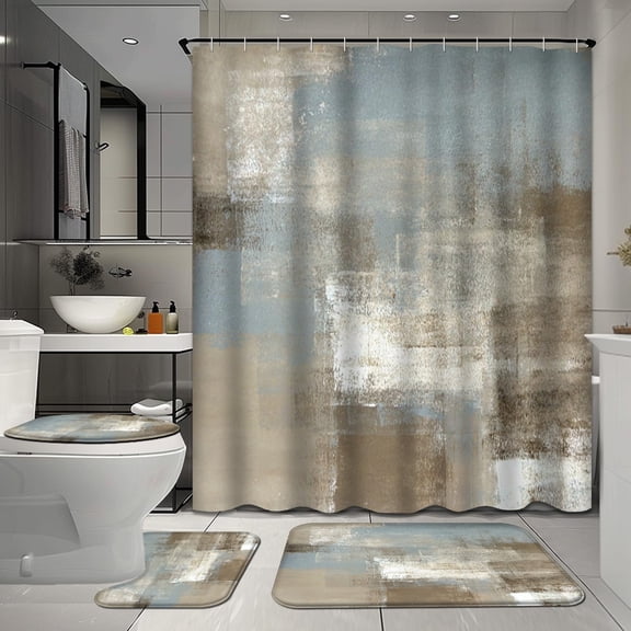 4Pcs Red Blue Pink Shower Curtain Set with Rugs for Bathroom Decor,Fantasy Tree Bathroom Shower Curtain Sets,Abstract Art Bathroom Sets with Shower Curtain and Rugs