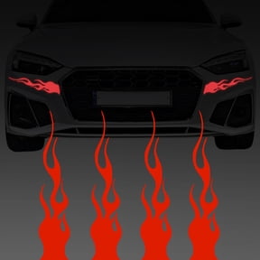 4Pcs Red Flame Car Sticker Helmet Decal Stickers 11.6 x 2.7 Inch Self Adhesive Punk Safety PET Picture Decorative Automotive Decals Sheets DIY