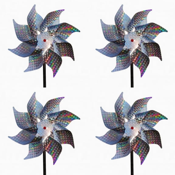 4Pcs Reflective Bird Deterrent Spinners, Windmill Pinwheel Wind Spinner, Garden Yard Patio Lawn Decorations for Bird Repellent