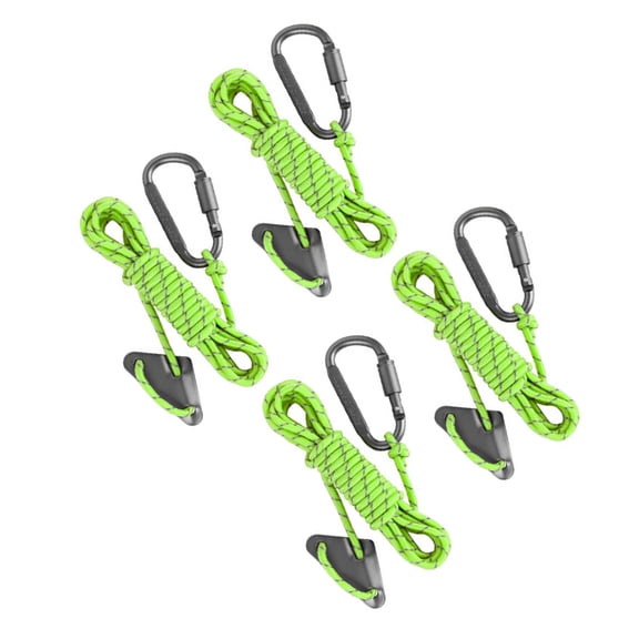 4Pcs Reflective Tent Guy Rope Outdoor Tent Guide Rope with Locking Carabiner Clip Winds Line for Awning Camping Enduring