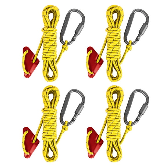 4Pcs Reflective Tent Guy Ropes Outdoor Tent Guide Rope High Strength Camping Ropes with Aluminum Adjuster Tensioner