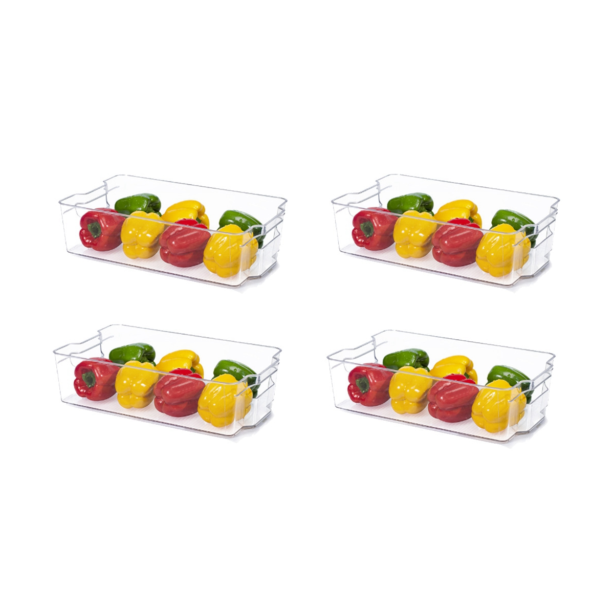 4Pcs Refrigerator Organizer Bins Clear Plastic Bins for Freezer, Kitchen Pantry