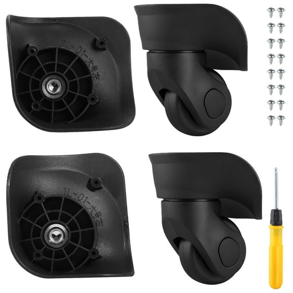 4Pcs Replacement Luggage Wheels Repair kit with Screwdriver & Screws, 360-Degree Rotation Left & Right Suitcase Wheel Caster Replacement