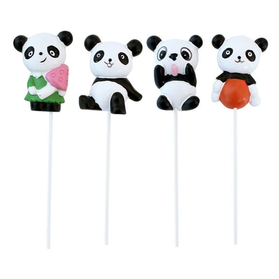 4Pcs Resin Panda Cake Toppers Lovely Cake Toppers Pretty Cake Decorations