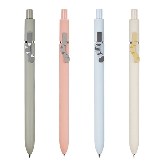 4Pcs Retractable Gel Pens with Cat Tail Design 0.5mm Quick-Dry Ink for Journaling - Pink
