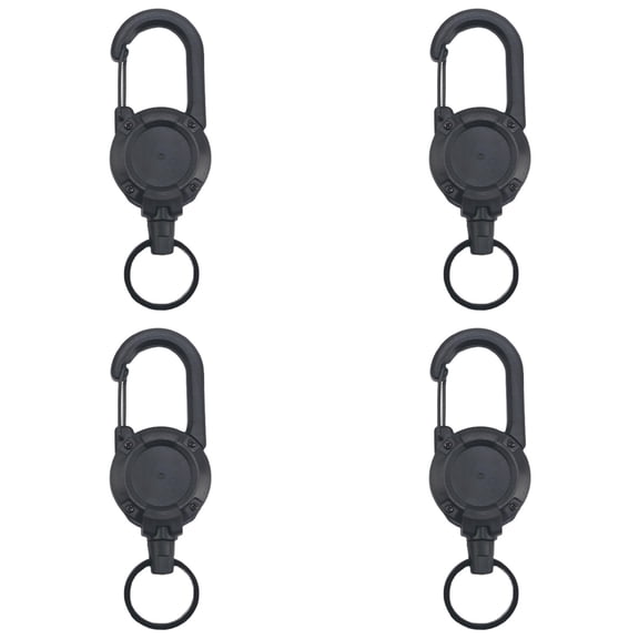 4Pcs Retractable Keychain,Retractable Badge Holders,Badge Clip,Heavy Duty Badge Reel Id Holder Extendable Key Ring Key Holder With 23.6" Steel Cord And Paracord for Keys Badges & Outdoor Work(Black)
