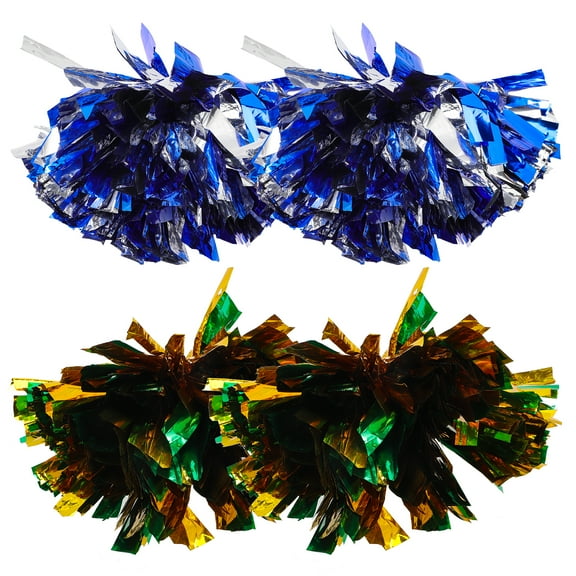 USHOBE Poms Pe Green Mixed Gold Dancers Parties 4Pcs 7.5x3.5in