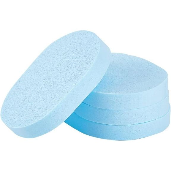 4Pcs Reusable Make-Up Remover Sponges Facial Cleansing Sponge Makeup Oval Face Washing Sponges Light Sky Blue Make Up Accessories
