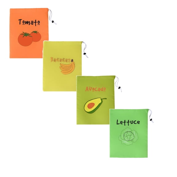 4Pcs Reusable Produce Bags Grocery Washable, Produce Bags with Drawstring, Vegetable Storage Bags for Vegetables, Reusable Washable, Fruits Produce Bag