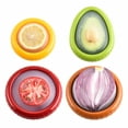 thumbnail image 1 of 4Pcs Reusable Silicone Fruit Storage Box Covers Onion Storage Avocado Saver Containers for Fridge, Vegetable Keepers Food Savers Kitchen Gadgets, 1 of 7