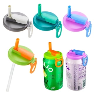 4Pcs Reusable Soda Can Lids with Silicone Straws – BPA-Free, Airtight Seal, Spill-Proof, Easy to Use, Fits Standard 12oz & 16oz