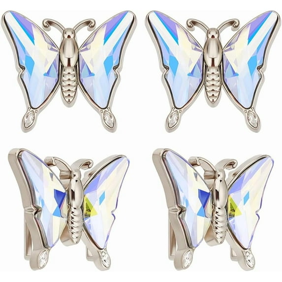 4Pcs Rhinestone Butterfly Belt Buckle Decorative Buckle Clasp for DIY Women Butterfly Waist Belt Buckle Butterfly Shape AB Color Button for DIY Waist Belt Jacket Bags Garment Decoration
