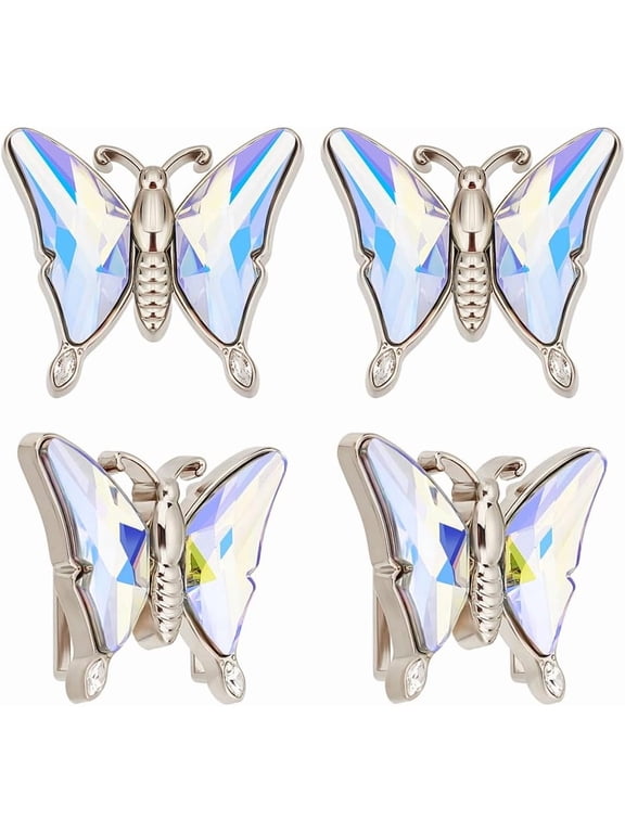 4Pcs Rhinestone Butterfly Belt Buckle Decorative Buckle Clasp for DIY Women Butterfly Waist Belt Buckle Butterfly Shape AB Color Button for DIY Waist Belt Jacket Bags Garment Decoration