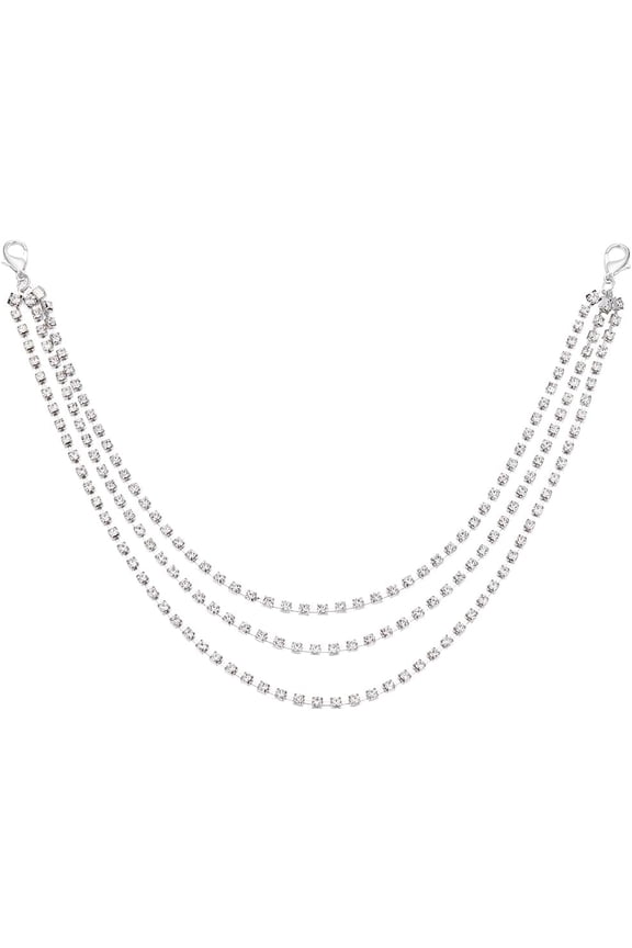 4Pcs Rhinestone Shoe Charms Chains 3-Layer Sparkling Close Claw Chain Shoelace Decoration Accessories with Lobster Clasps for Women Men Sneakers Casual Shoes Belt Bags Pocket