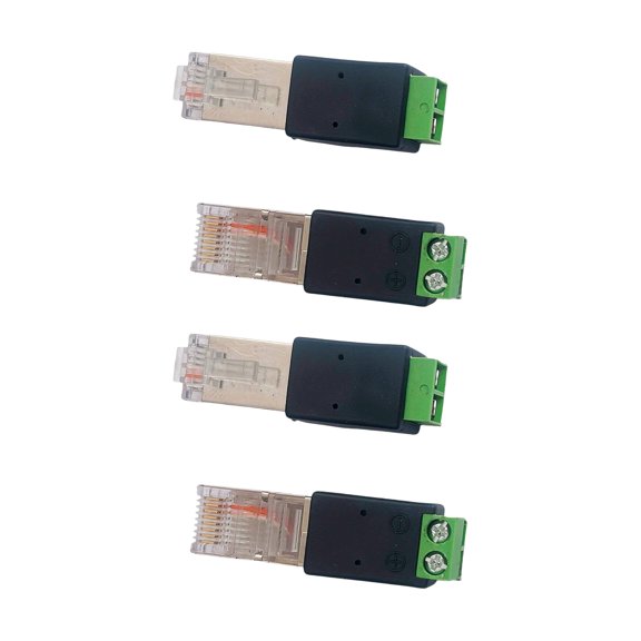 4Pcs Rj45 Male to 485 2Pin Green Terminals Adapters RJ45 Male to 485 Connector Splitters for Wire Connector Easy to Use