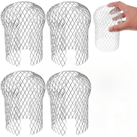 4Pcs Roof Gutter Guard Filters 3.5" Expandable Aluminum Filter Strainer Stops Blockage Leaf Drains Debris Drain Net Cover for Preventing Blockage Leaves Debris