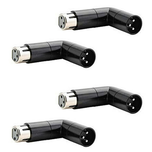 4Pcs Rotatable XLR Angle Adapter Dual Male and Female L-Shaped Connector Metal with 4 Adjustable Positions
