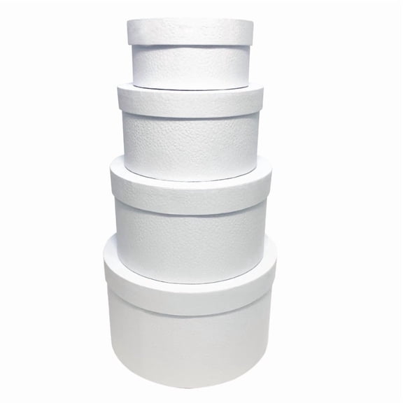 4Pcs Round Gift Boxes with Lids, Nesting Decorative Gift Box Set for Flower Arrangements, Gift Packaging and Storage, Textured Cardboard Round Boxes for Wedding, Birthday, Anniversary