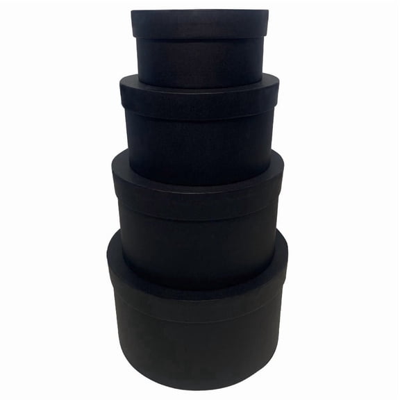 4Pcs Round Gift Boxes with Lids, Nesting Decorative Gift Box Set for Flower Arrangements, Gift Packaging and Storage, Textured Cardboard Round Boxes for Wedding, Birthday, Anniversary